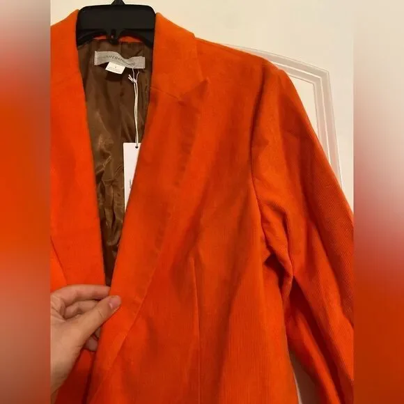 NWT Outerknown Henry Cord Boy Blazer Flame Orange Sz 4 organic cotton corduroy - Picture 11 of 13